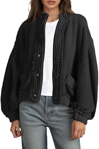 Womens Sweatshirt Cardigan Lightweight Button Down Fall Jackets Casual Long Sleeve Sweaters Cardigans with Pockets