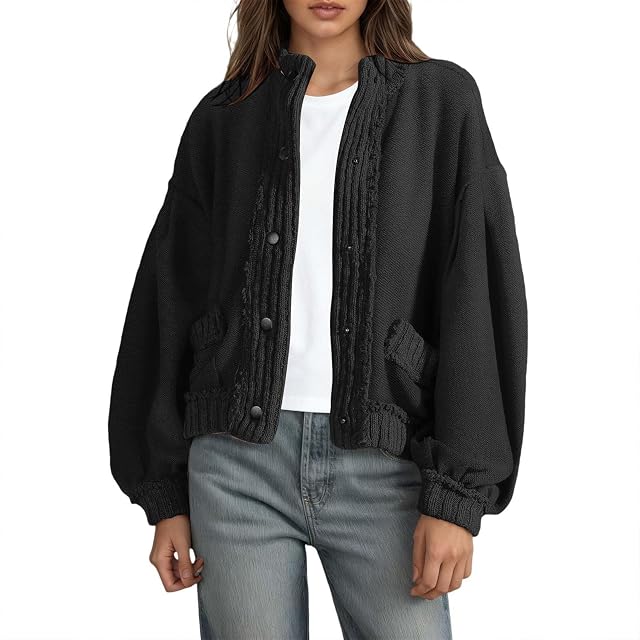 Womens Sweatshirt Cardigan Lightweight Button Down Fall Jackets Casual Long Sleeve Sweaters Cardigans with Pockets
