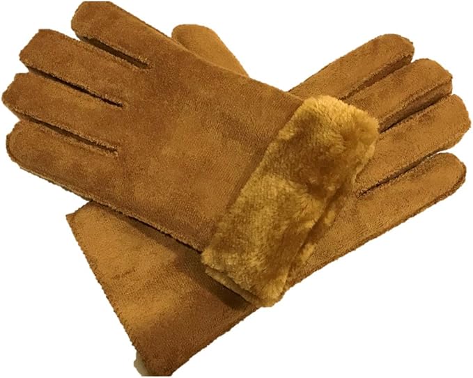 Amazon Cantik メンズ 手袋 防寒 ムートン レザー 裏起毛 無地 防風 厚手 カップル ペア 極暖 通勤 バイク 自転車 ベージュ 手袋 通販