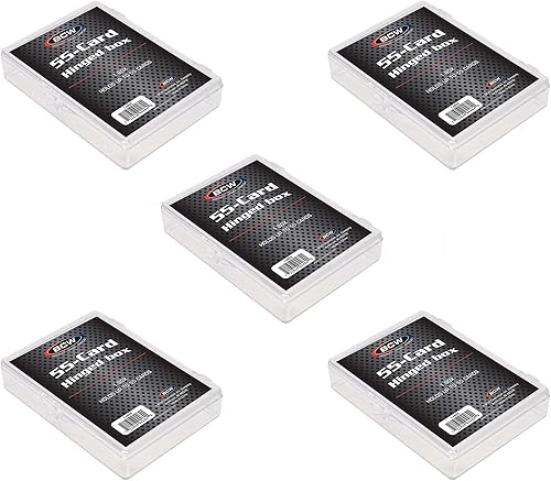 BCW Estuche para tarjetas coleccionables con bisagras, 5 unidades, capacidad para 55 tarjetas estándar, ideal para almacenamiento de tarjetas de