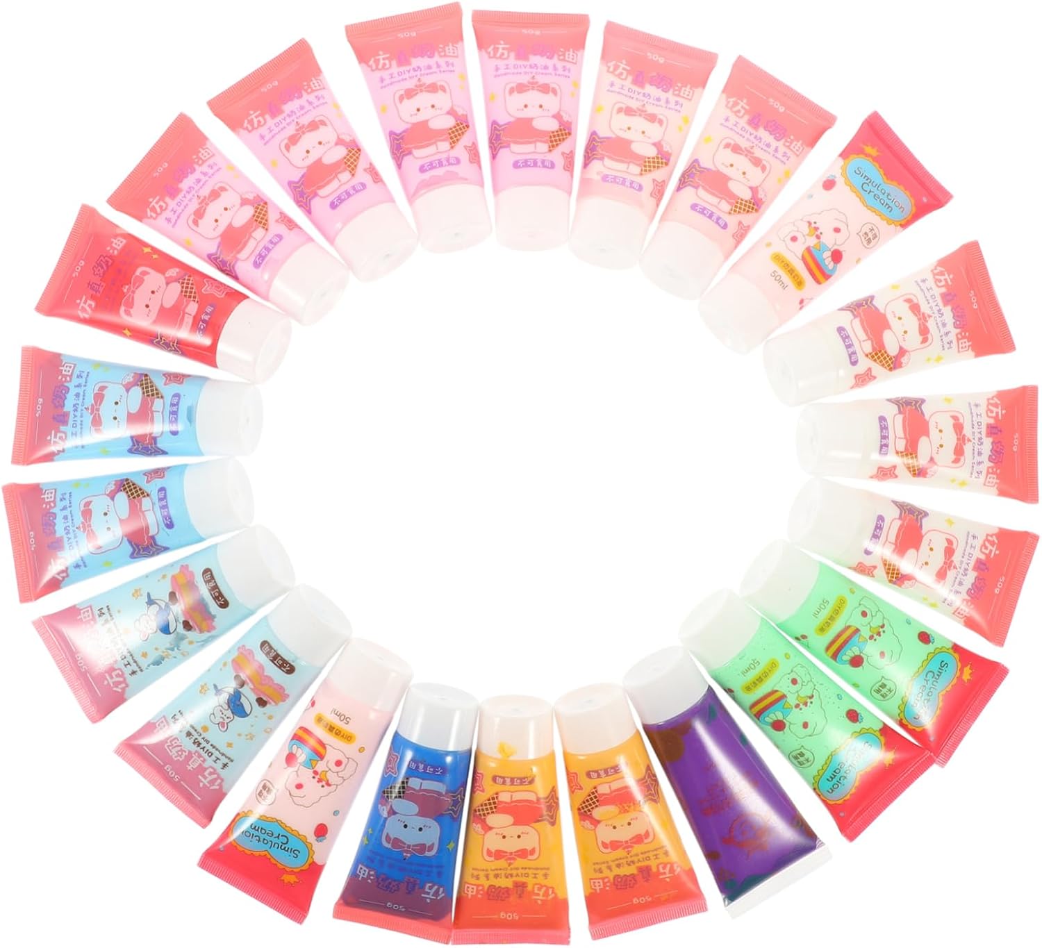Housoutil 22 Pcs Cream Glue Random Colors for Pattern Making Each Bottle for Phone Case Decoration and Craft Projects