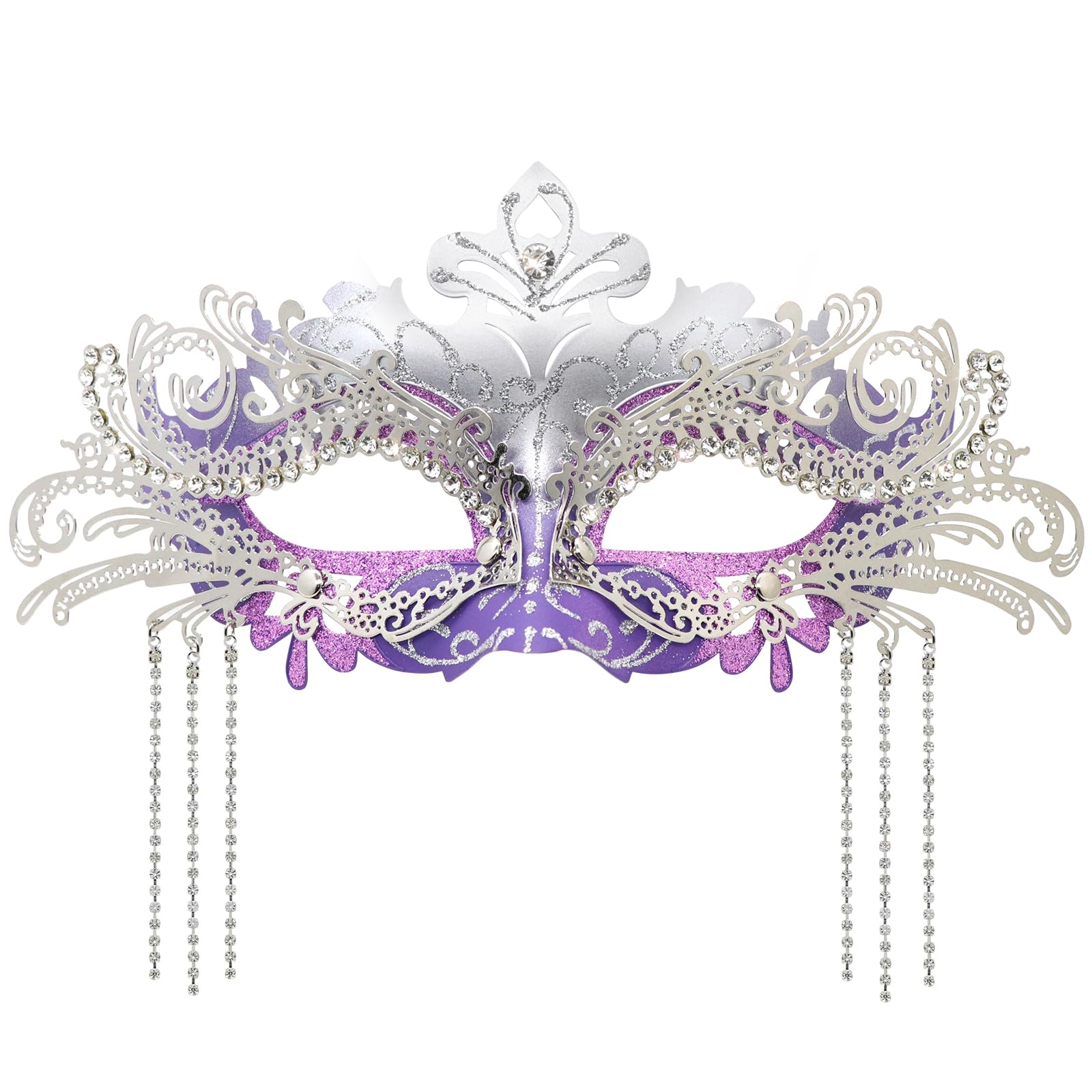 Coddsmz Women Masquerade Mask with Rhinestone Chains Venetian Mask Mardi Gras Decoration for Carnival Party Costume Masks