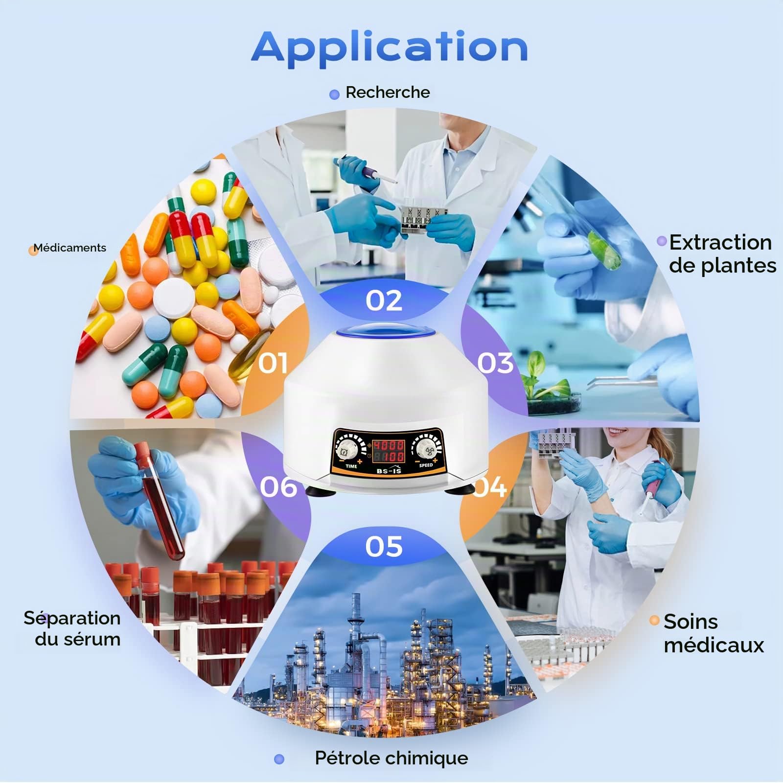 Bonvoisin Centrifugeuse de Laboratoire 15mlx6 avec Affichage LED, 4000 rpm, 1953xg, Durée de 100 minutes, Faible vibration, Compatibilité avec Tubes Vacutainer & Centrifuge de 2 à 15ml | Minuterie de 100 Min, Faibles Vibrations, Compatible avec Les Vacuta