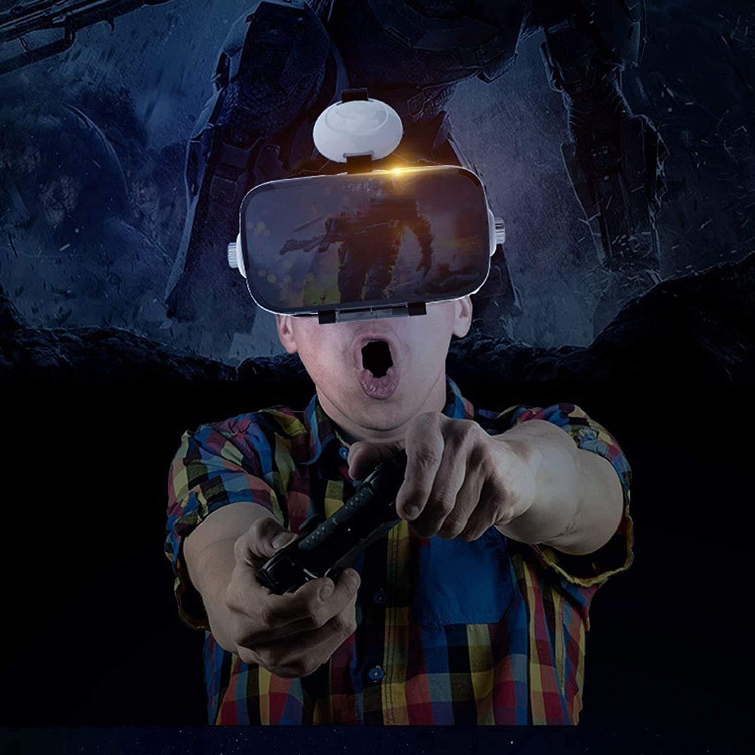 VR Auricular Compatible con teléfonos iOS y Android, Gafas de Realidad Virtual 3D | Ajustable VR Gafas - Regalo para niños y Adultos.