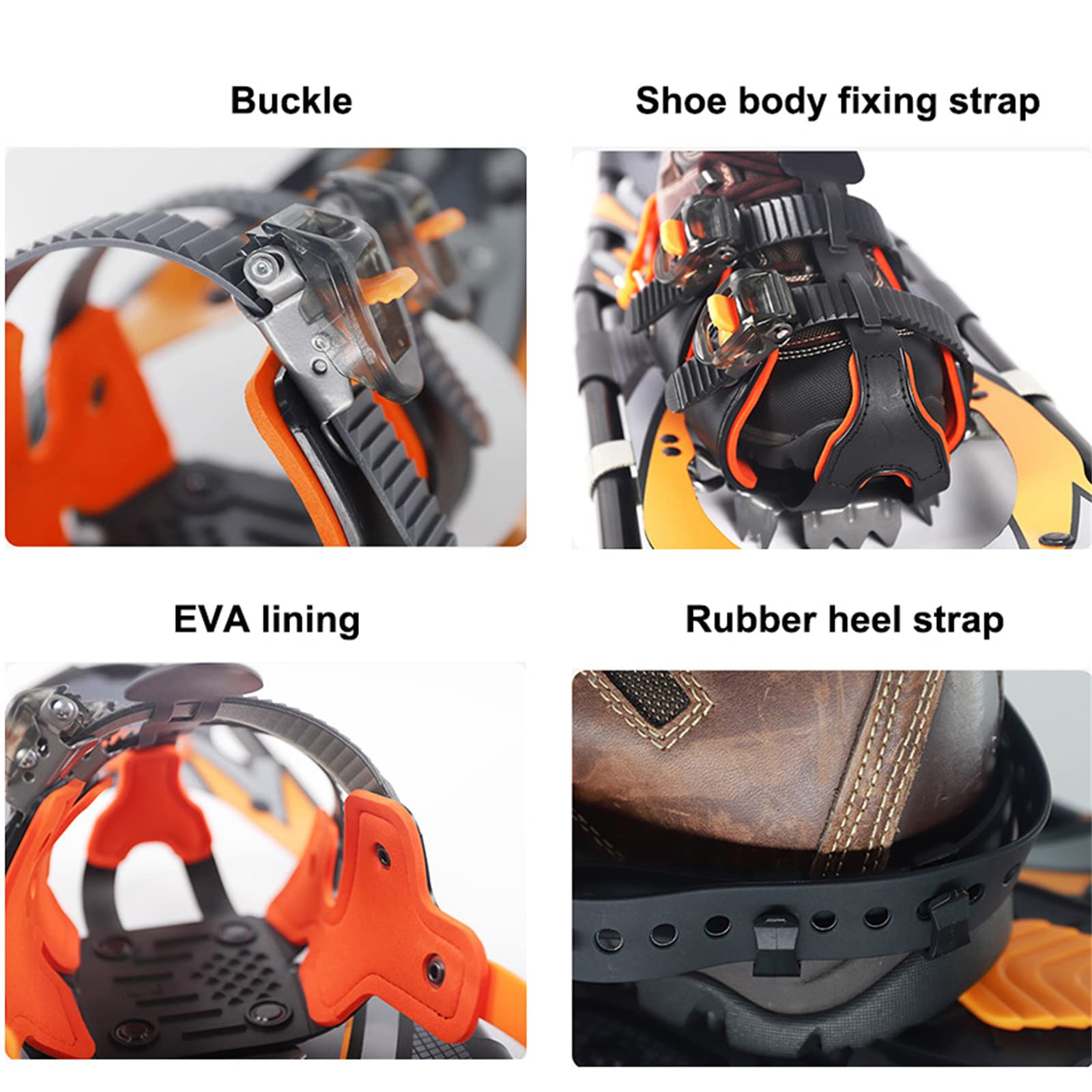 Raquettes À Neige Tout Terrain 25'' en Aluminium,avec Fixations À Cliquet Réglables Et Conception De Levage du Talon,Raquettes À Neige pour Hommes Et Femmes,Orange