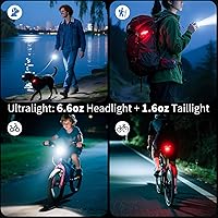 Vista 8 de Masdio Luces de bicicleta delanteras y traseras, luces de bicicleta para conducción nocturna, control remoto, haz de 984.3 ft y luz trasera