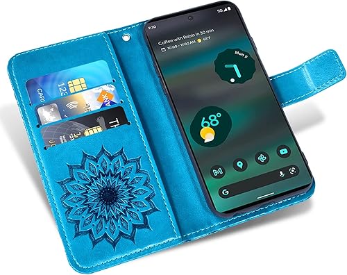 Miniatura 2 de Asuwish Funda de teléfono para Google Pixel 6A 5G 2022 con protector de pantalla de vidrio templado y piel de girasol, funda delgada con tapa