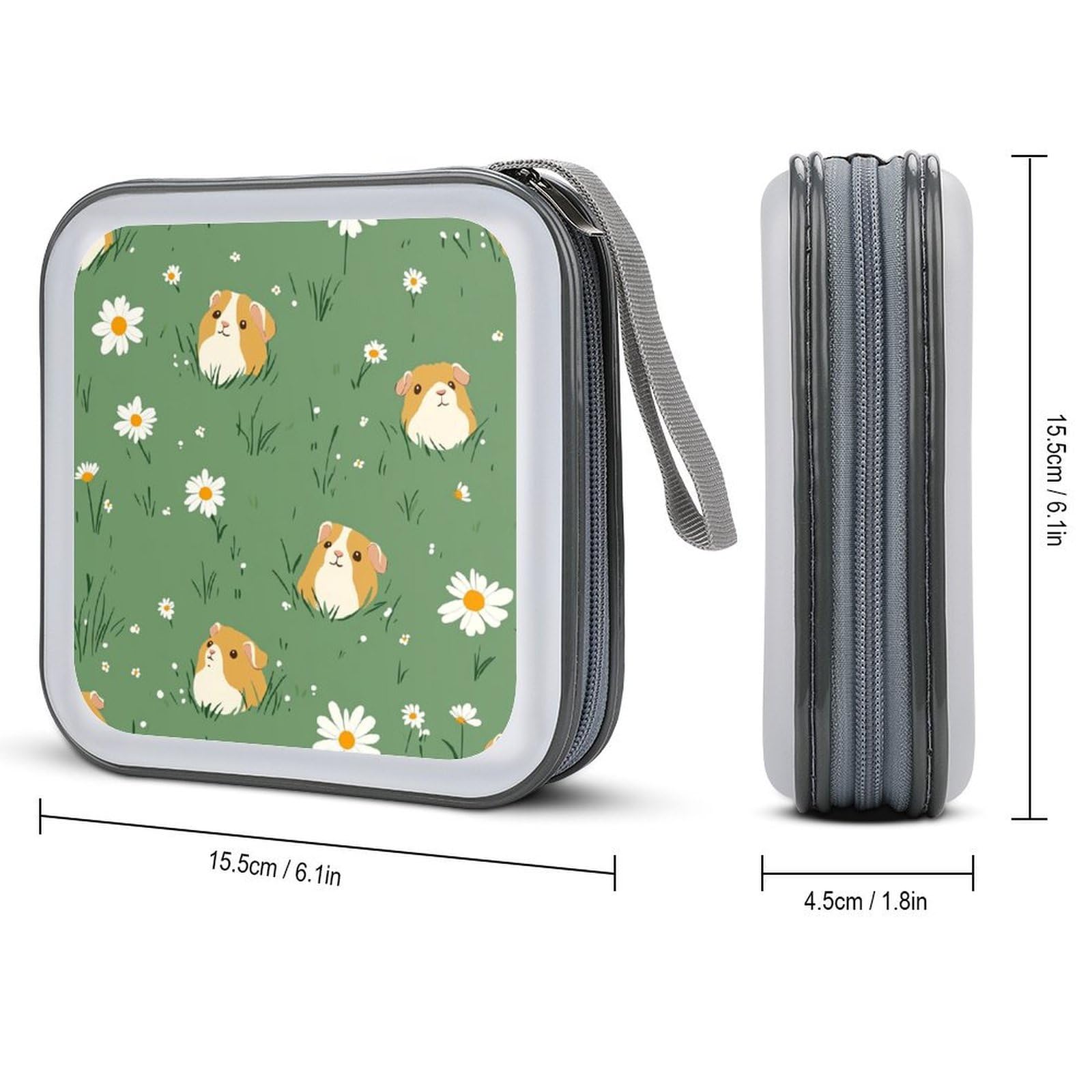 DuduYH Cute Guinea Pigs in The Grass CD Case DVD Storage Case Portable for Car Home Travel