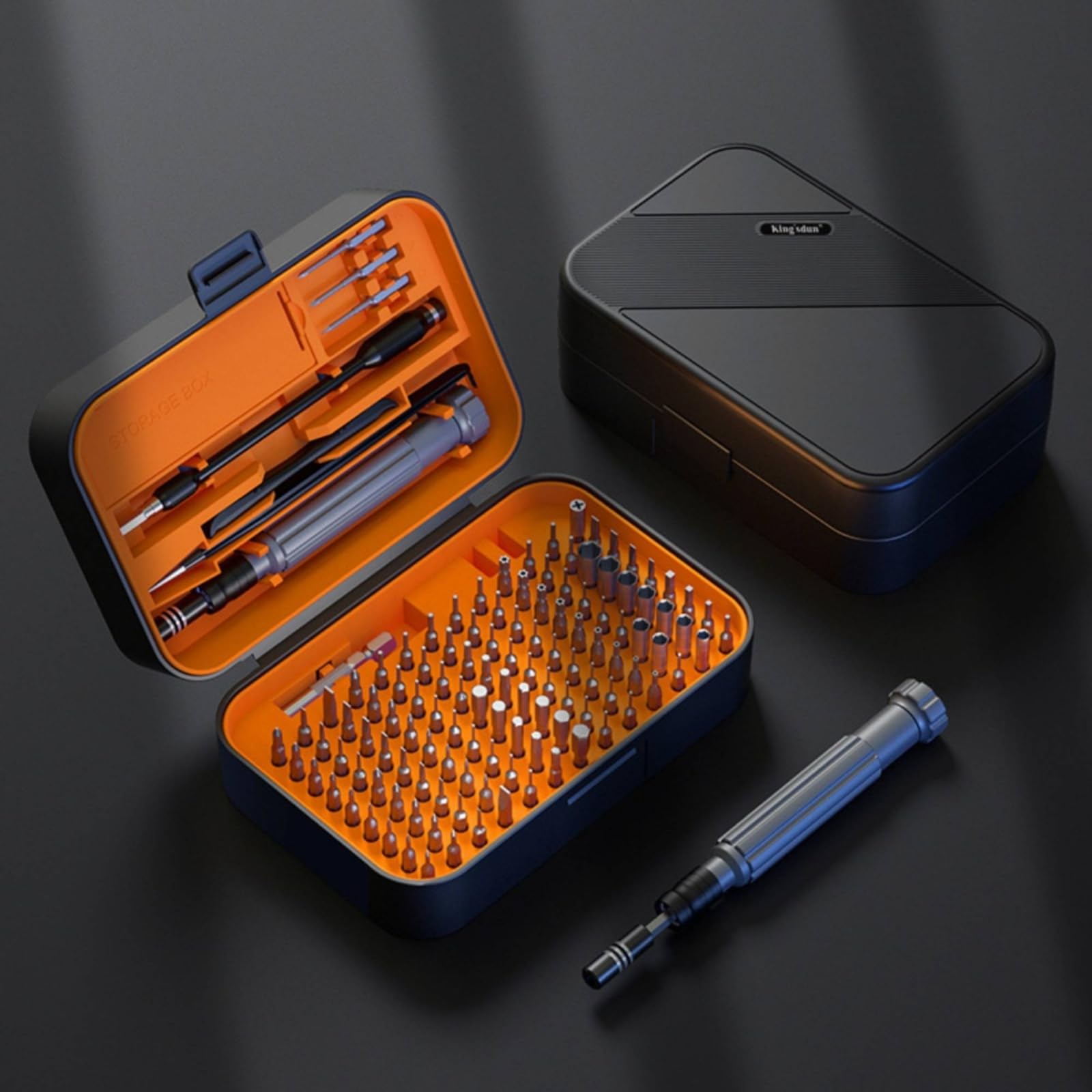 Präzisions-Schraubendreher-Set mit Box Kompakt Reparaturset mit Spudger Vielseitig Reparatursatz Kunststoffkoffer für Heimwerker, Schwarz