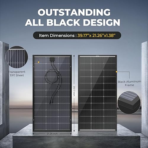 Miniatura 4 de BougeRV Bifacial - Panel solar mono de celda 9BB de 100 vatios, 23% módulo monocristalino de alta eficiencia, funciona con cargador de 12 voltios