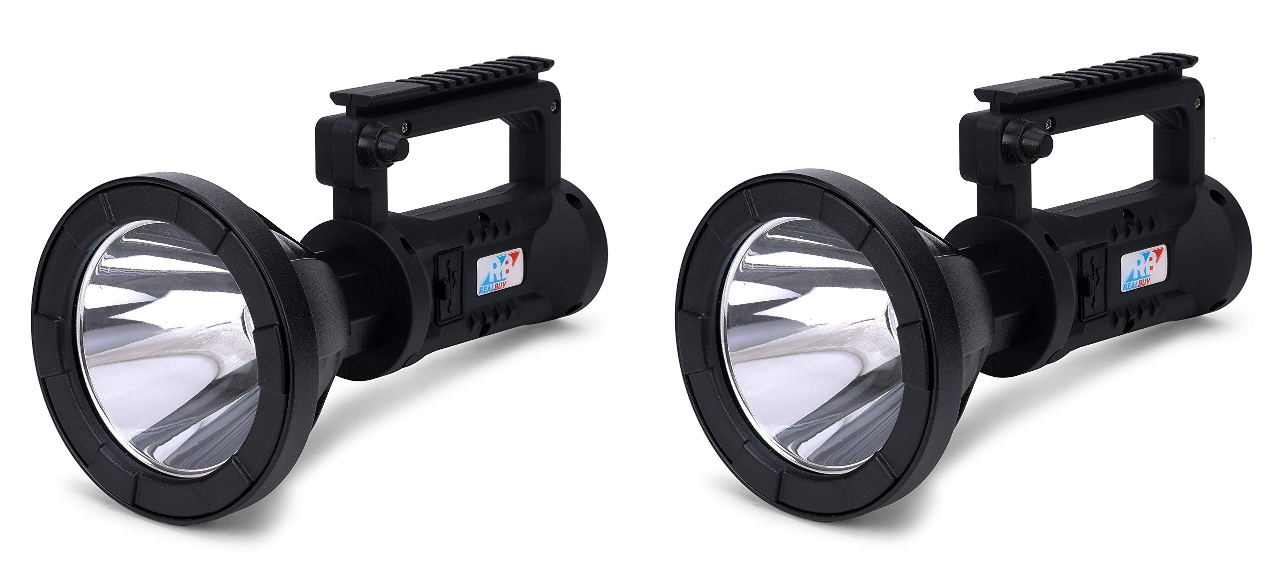 RealBuy LED Search Light 10W with 4000 mAh Lithium-ION Battery (Range UP to 1 KM.) IP65 Water-Proof Rechargeable Handheld Torch - 1 Year Warranty - Pack of 2 (B08WSF9ZLK) Amazon Price History, Amazon Price Tracker