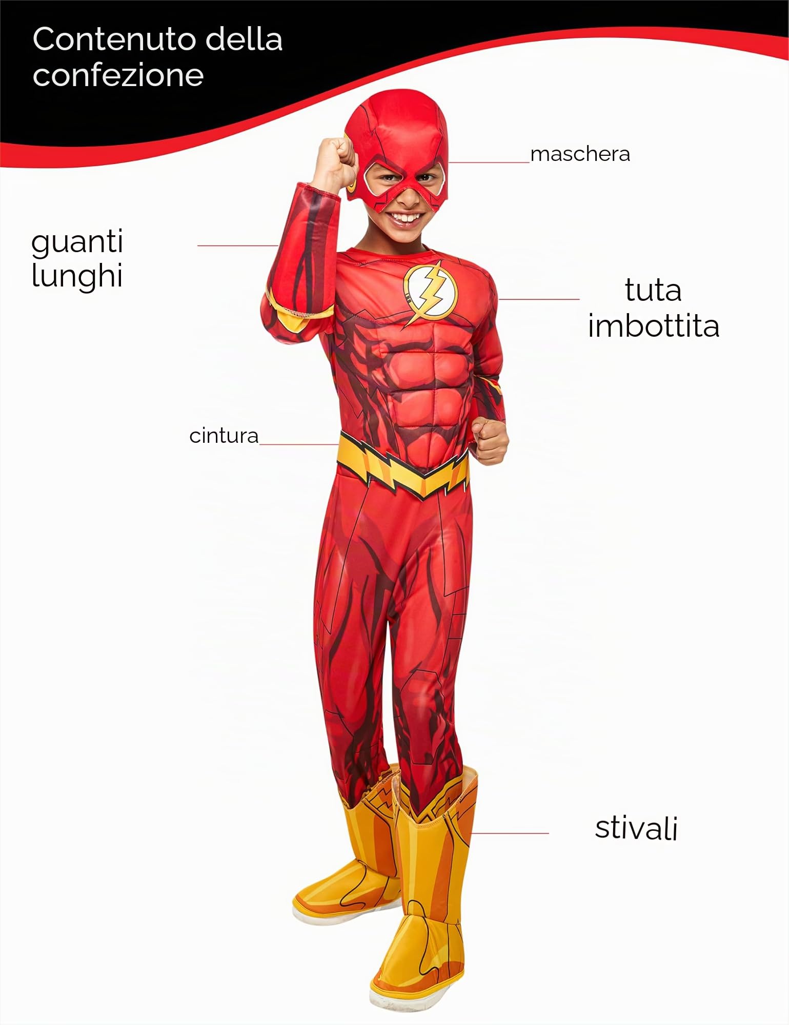 Rubie's Costume ufficiale DC Superhero The Flash Deluxe per bambini