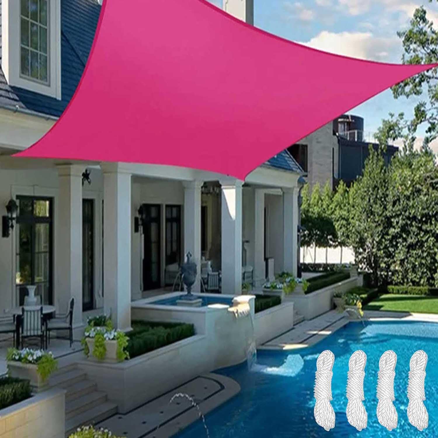 Sonnensegel 2x2 Wasserdicht, UV Schutz und Sonnenschutz, Sonnensegel für Balkon mit Befestigung Set, Sonnensegel Rechteckig für Terrasse, Garten und Wohnwagen, in vielen Farben,Rosa