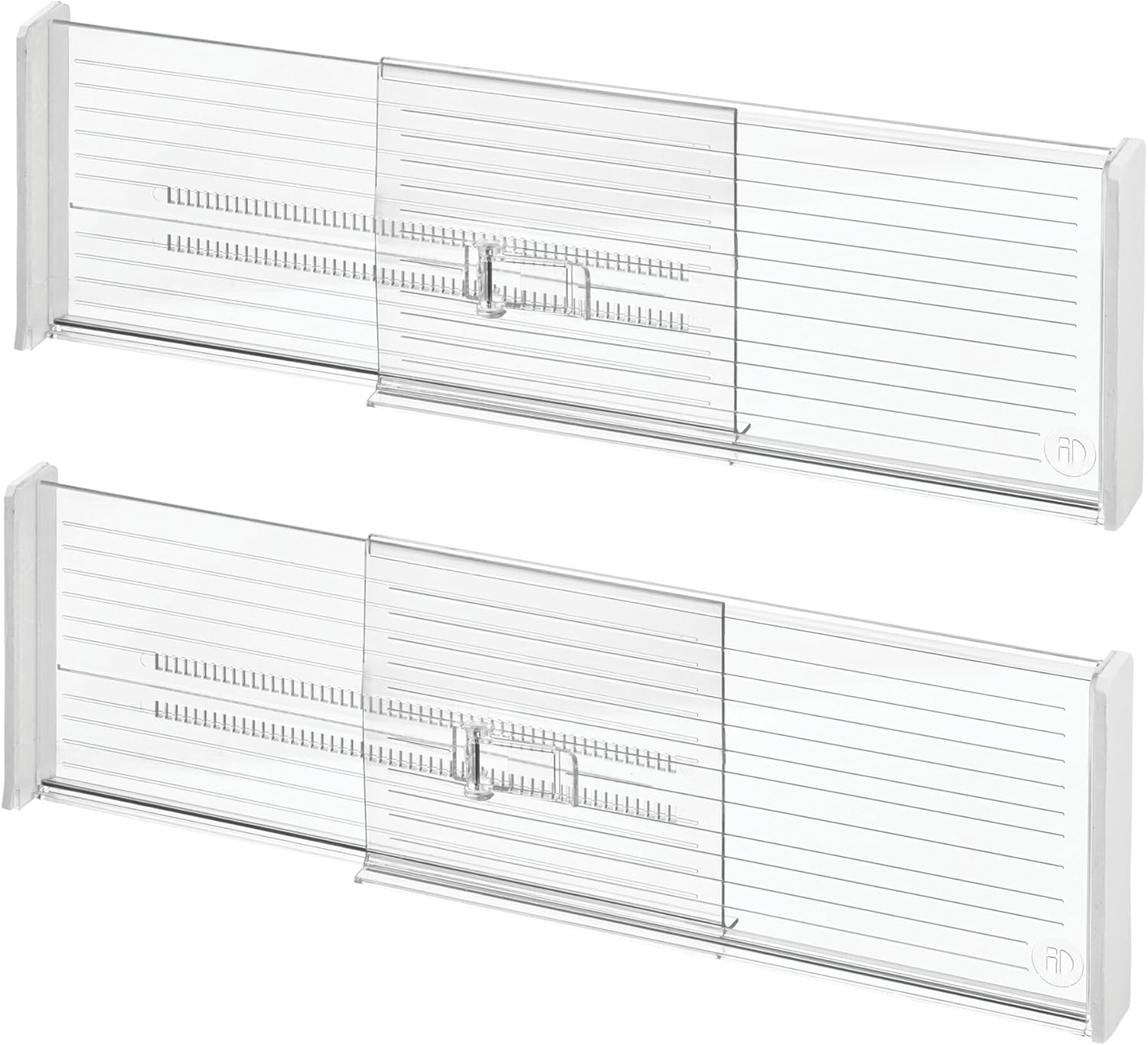 iDesign Expandable Deep Drawer Dividers for Kitchen, Dresser, or Desk Drawers - Set of 2 - Clear Pack of 2