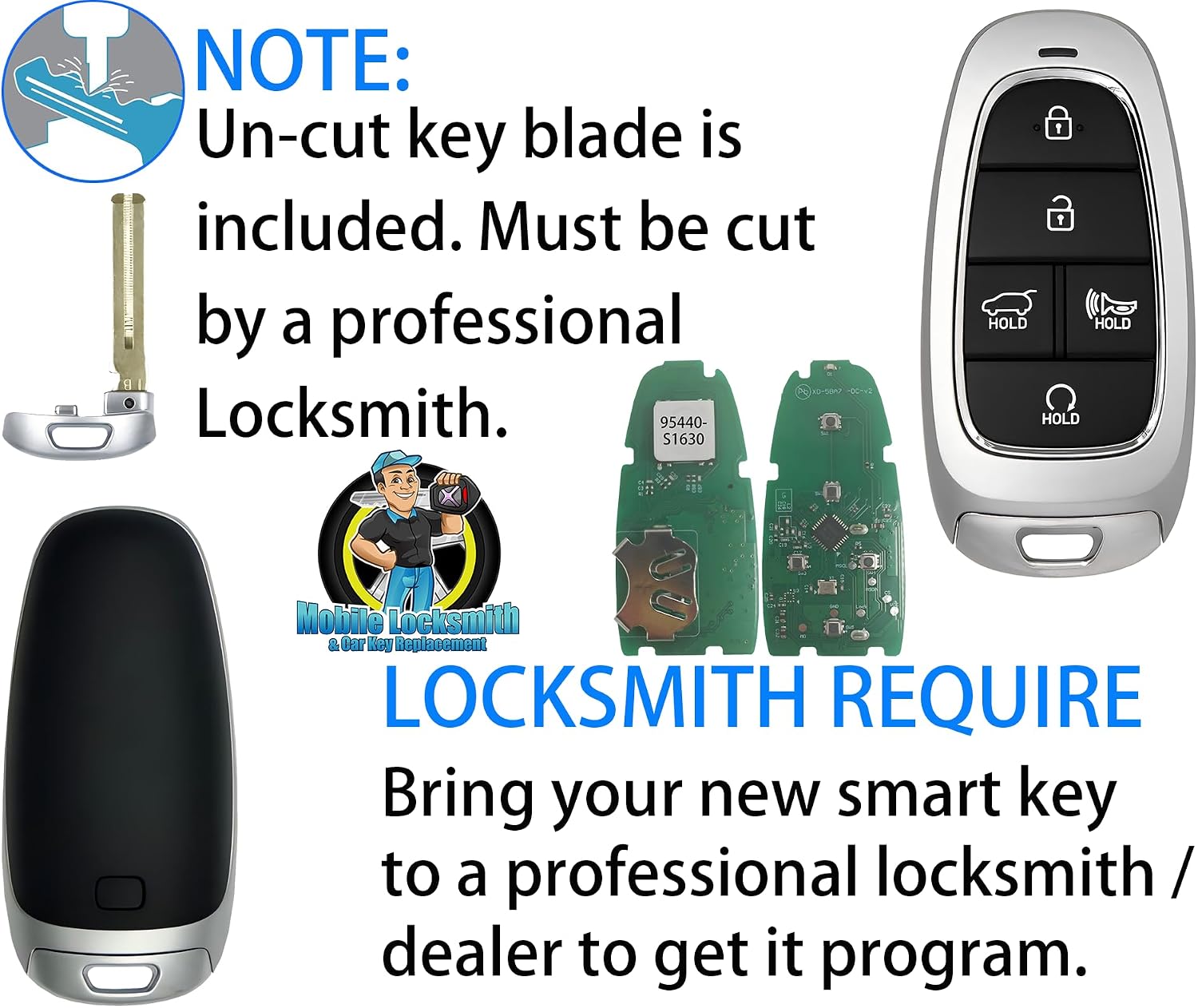 Smart Key for Hyundai Santa Fe 2021-2023, Alliskeys 5-Buttons Proximity Key Fob Replacement for Hyundai Santa Fe 2021 2022 2023 TQ8-FOB-4F27 95440-S1630