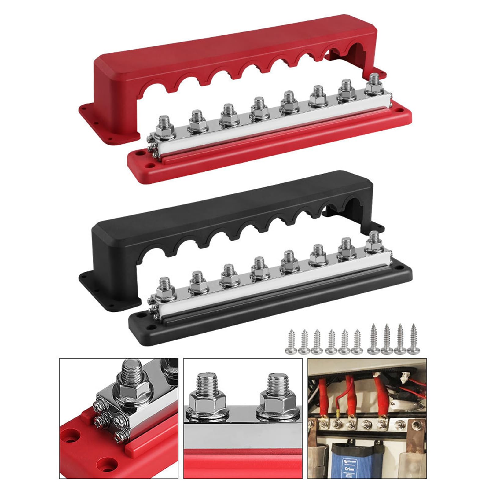 8-Pfosten Stromverteilerblock Sammelschiene Mit Abdeckung 600-A Schiffsbatterieklemmen Verteilerblock (3/8 Zoll)