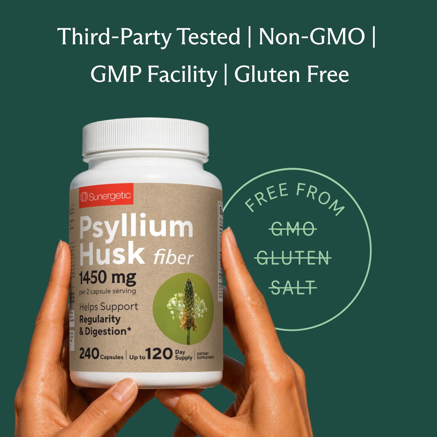 Premium Psyllium Husk Fiber Supplement 1450mg, 240 Capsules — Amazon image 8