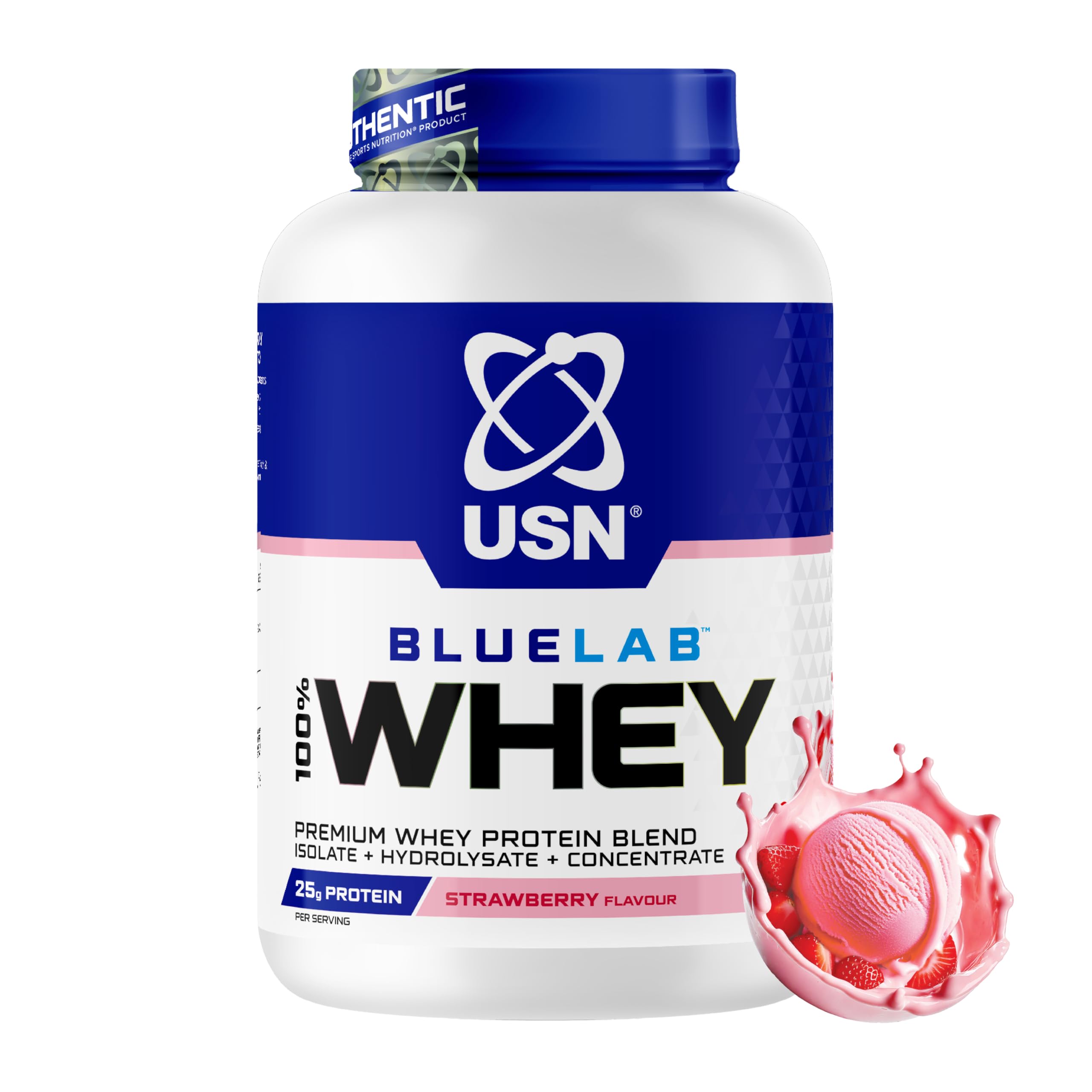 USN BlueLab Whey Protein Powder I Strawberry I 2kg - 58 Servings