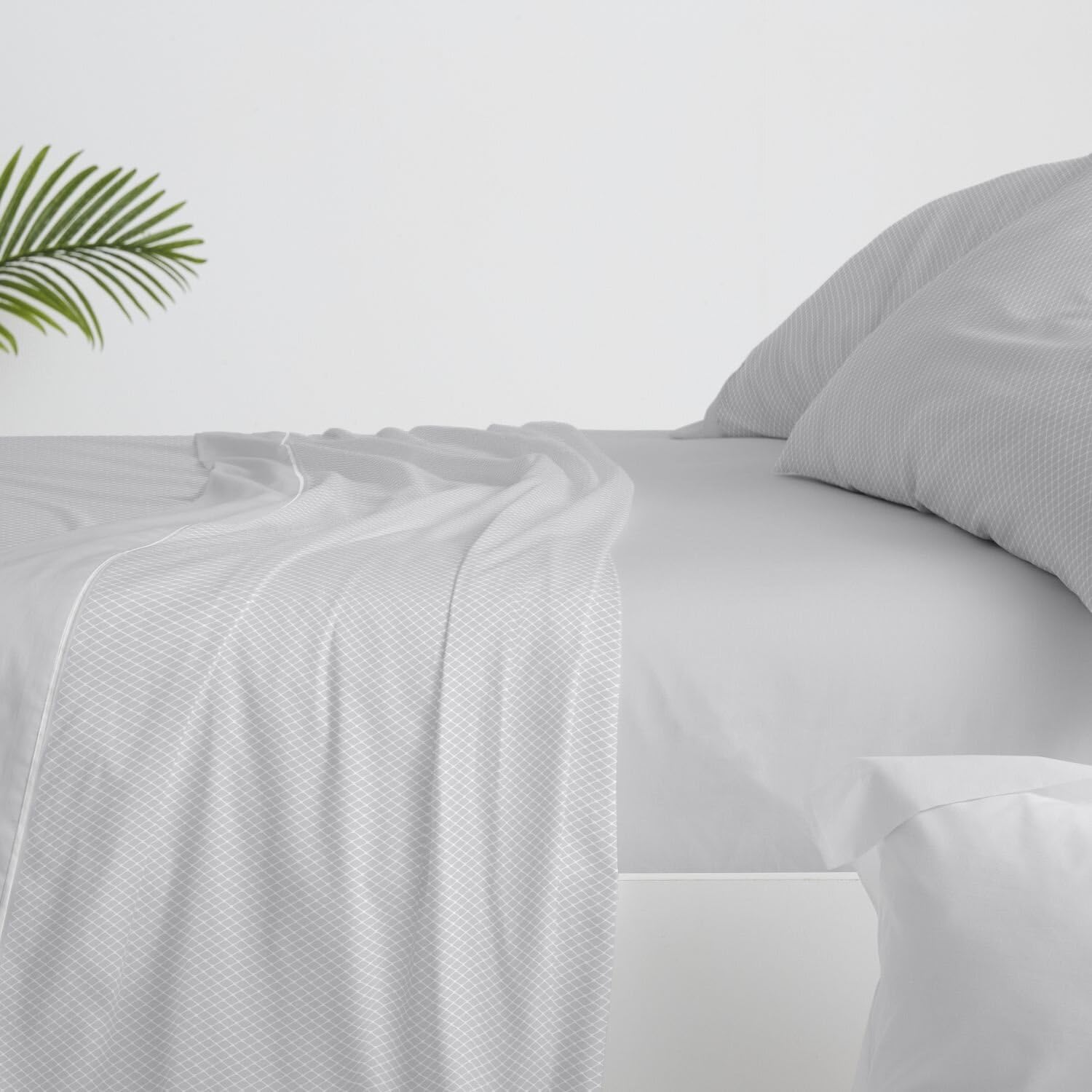 Burrito Blanco | Juego de sábanas Algodón | Cama de 150 a 160cm. (+Medidas Disponibles) | Diseño 633 | Color Gris (150-160x190/200cm.)