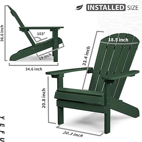 Miniatura 3 de YEFU Sillas Adirondack de plástico resistentes a la intemperie, sillas de patio de 5 pasos de fácil instalación, se ven exactamente como madera