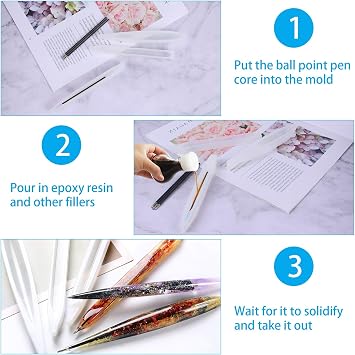 JANYUN 3 Pcs Pen Shape Resin Mold Ballpoint Pen Silicone Molds Epoxy Resin