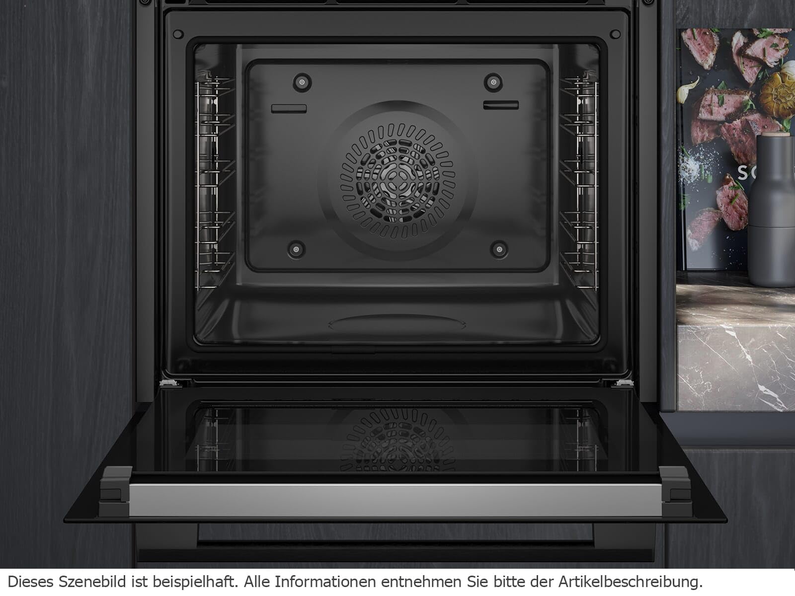 Siemens PQ527EA6BZ Set Pyrolyse Backofen Deep Black Inox HB279GBB3 + Induktionskochfeldabzug ED851BS16E