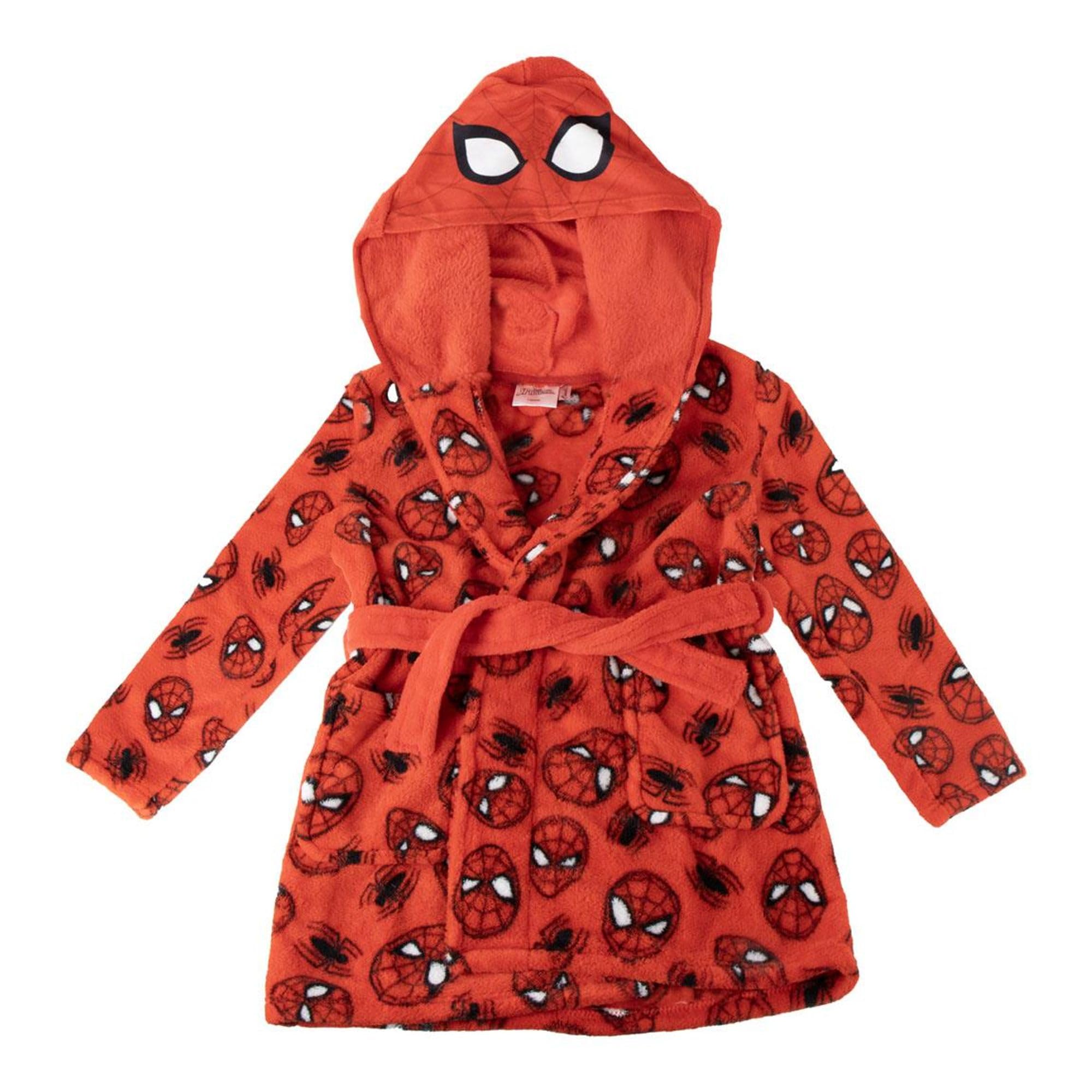 Batín Spiderman suave niños y niñas con capucha y cinturón – Bata casa Spiderman calentita y cómoda con tejido tipo polar y diseño oficial