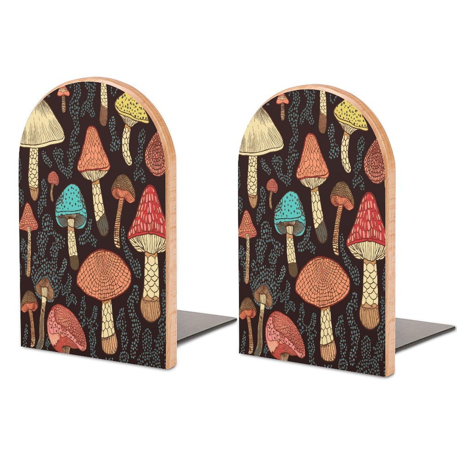 Serre-livres champignon en bois et métal réglable pour bureau