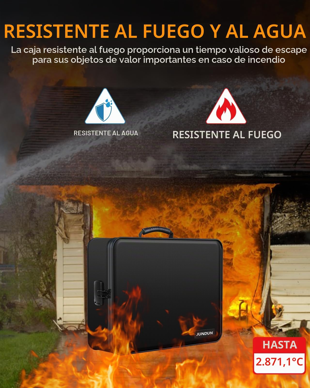 JUNDUN Organizador de documentos con aislamiento térmico de 5200 ℉, bolsillo para documentos ignífugo con cerradura, caja de almacenamiento de documentos con 7 compartimentos, organizador de archivos,