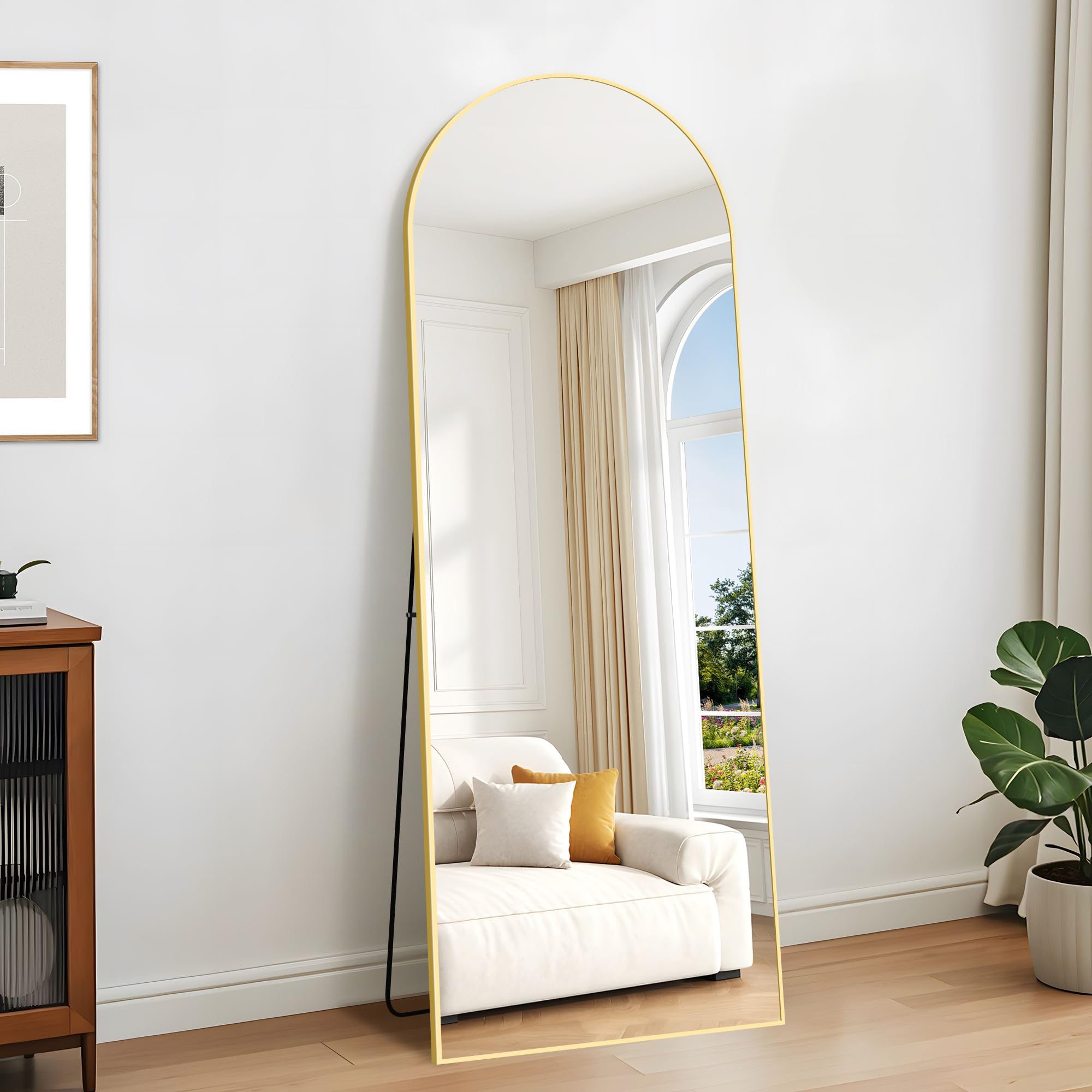 YLSZHY Specchio ad arco a figura intera, 165,1 x 60,9 cm, grande specchio da pavimento da parete, specchio da appendere o da appoggiare, per casa, soggiorno, camera da letto (nero