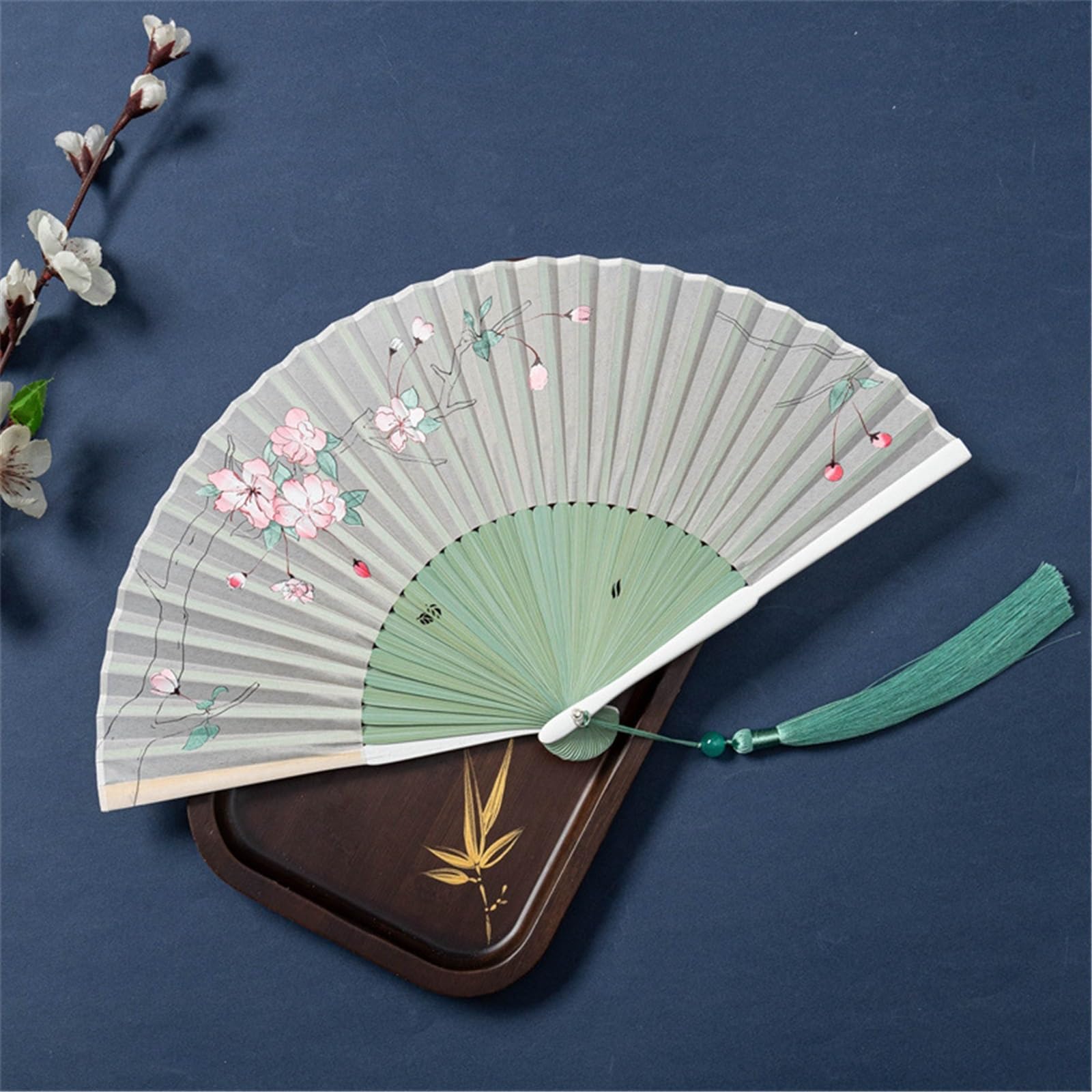 SXTYYH Folding Hand Fan, Chinese Style Classical Hanfu Begonia Flowers Dance Fan, Portable Lotus Bamboo, Handheld Fan for Women Foldable(A)