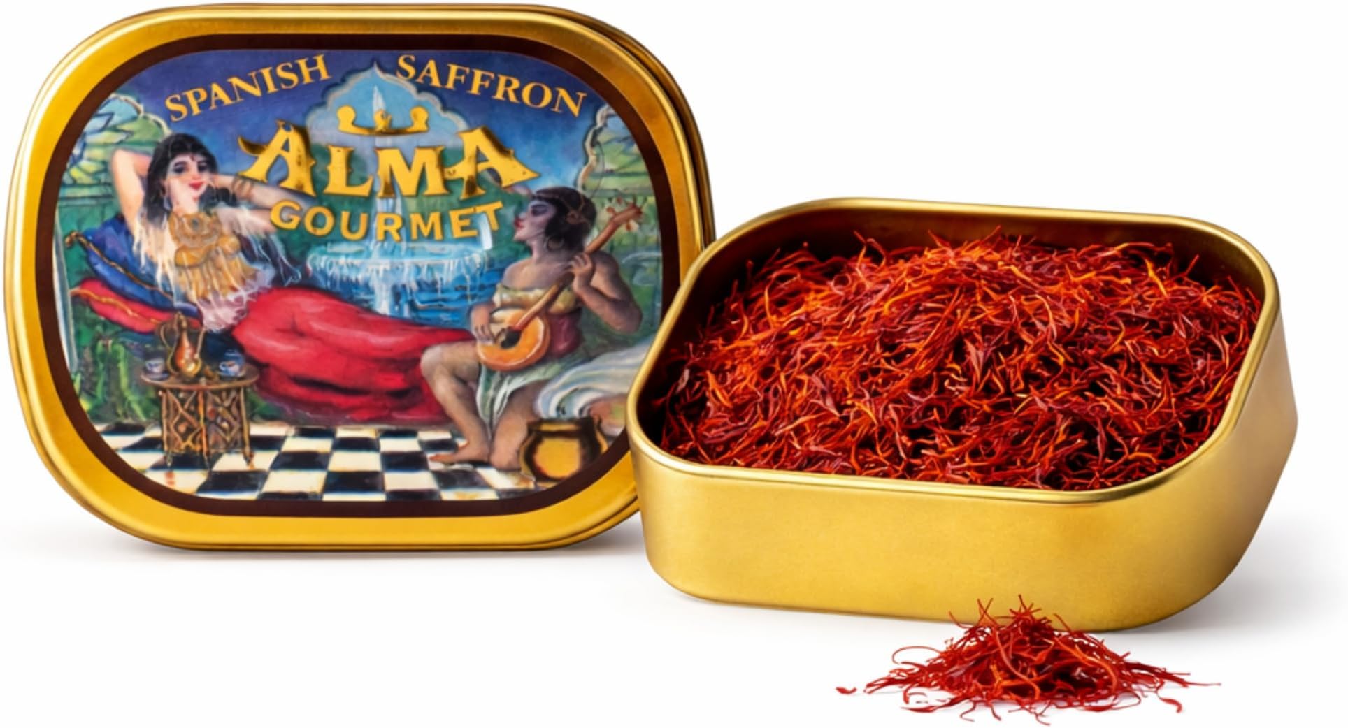 Alma Gourmet Spanish Saffron Threads 2g (0.07 oz) - 100% Pure Natural Saffron Spice, Premium Dried Saffron Strands for Cooking, Real Spanish Saffron from Spain