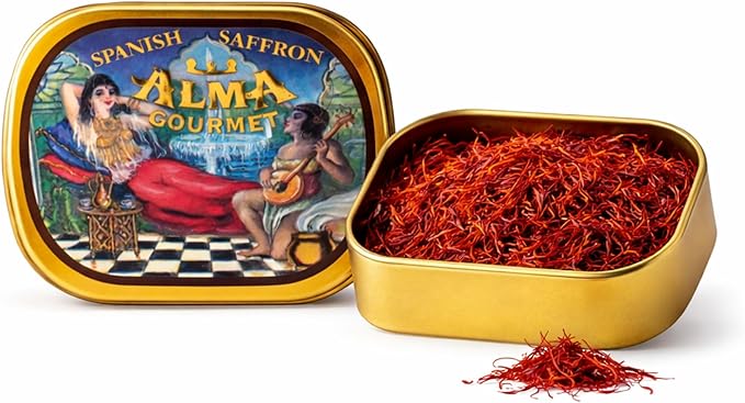 Alma Gourmet Spanish Saffron Threads 2g (0.07 oz) - 100% Pure Natural Saffron Spice, Premium Dried Saffron Strands for Cooking, Real Spanish Saffron from Spain