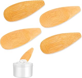 4 Pcs Natural Wooden Deodorant Cream Applicators, Multi-Functional Body Applicator, Face Cream and Lotion Applicator for Facial Mud, Cosmetic Mask, Facial Clay, Beauty Spa Spoon Tools