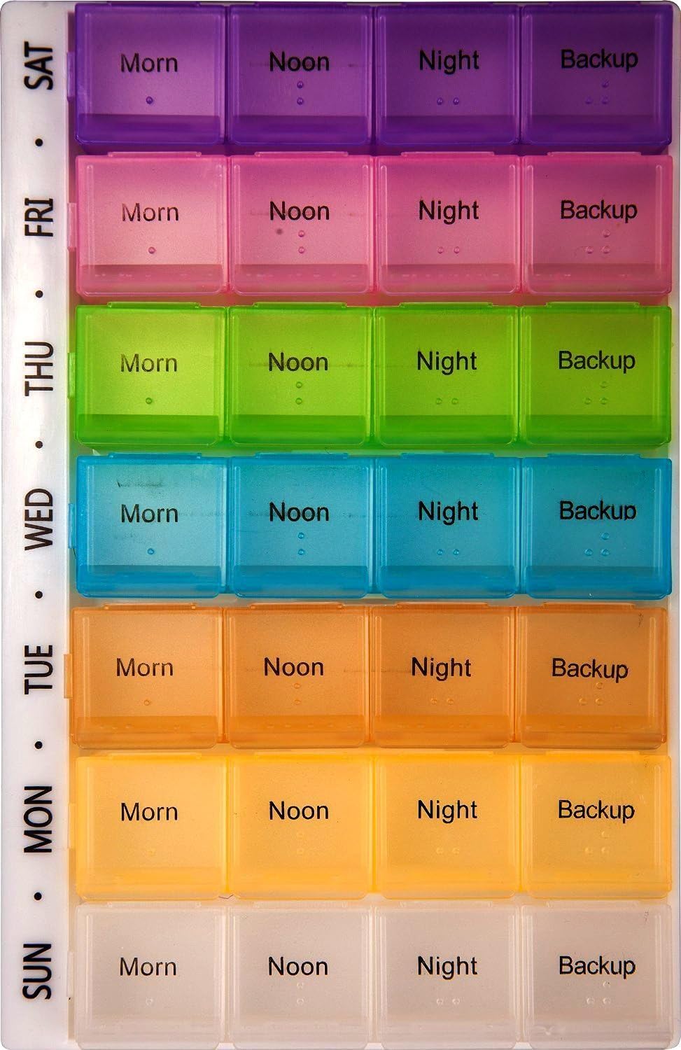 PuTwo 7-Day Pill Organizer with 28 Daily Compartments, Large Portable Pill Case , Waterproof Medication Organizer for Vitamin, Fish Oil,4 Times a Day