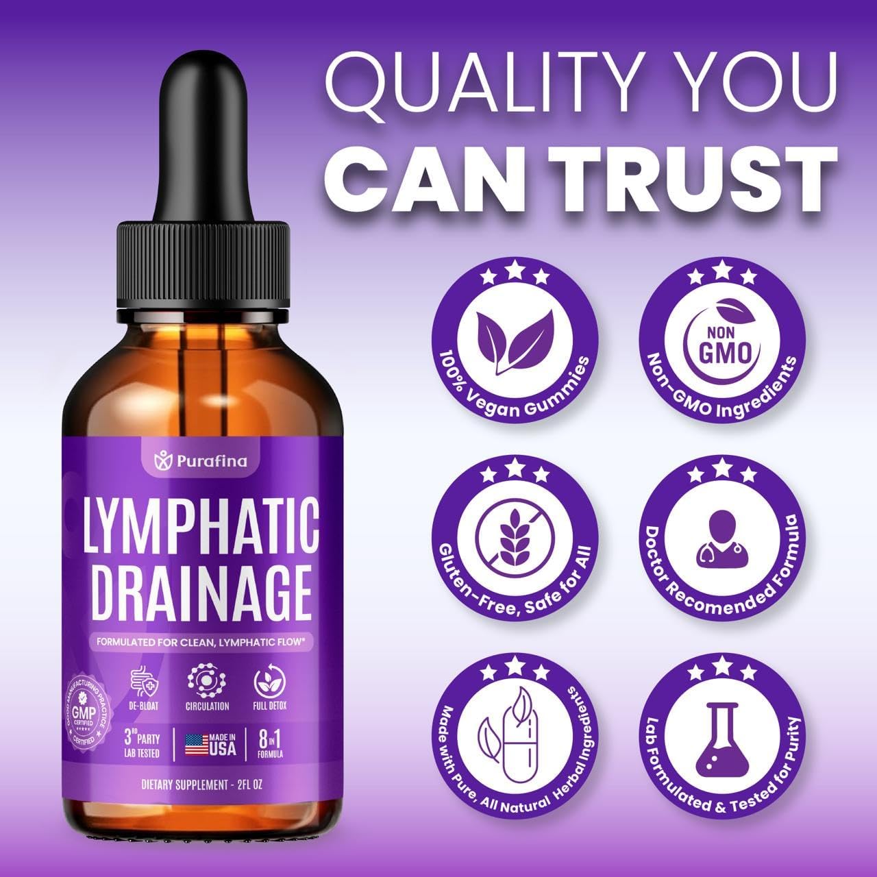 Organic Lymphatic Drainage Drops with Cleavers I Red Root I Burdock I Ginger I Dandelion I Soursop I Black Seed Oil I Ashwagandha Lymph System Support Detox - Liver Cleanse Supplement (1 Bottle)