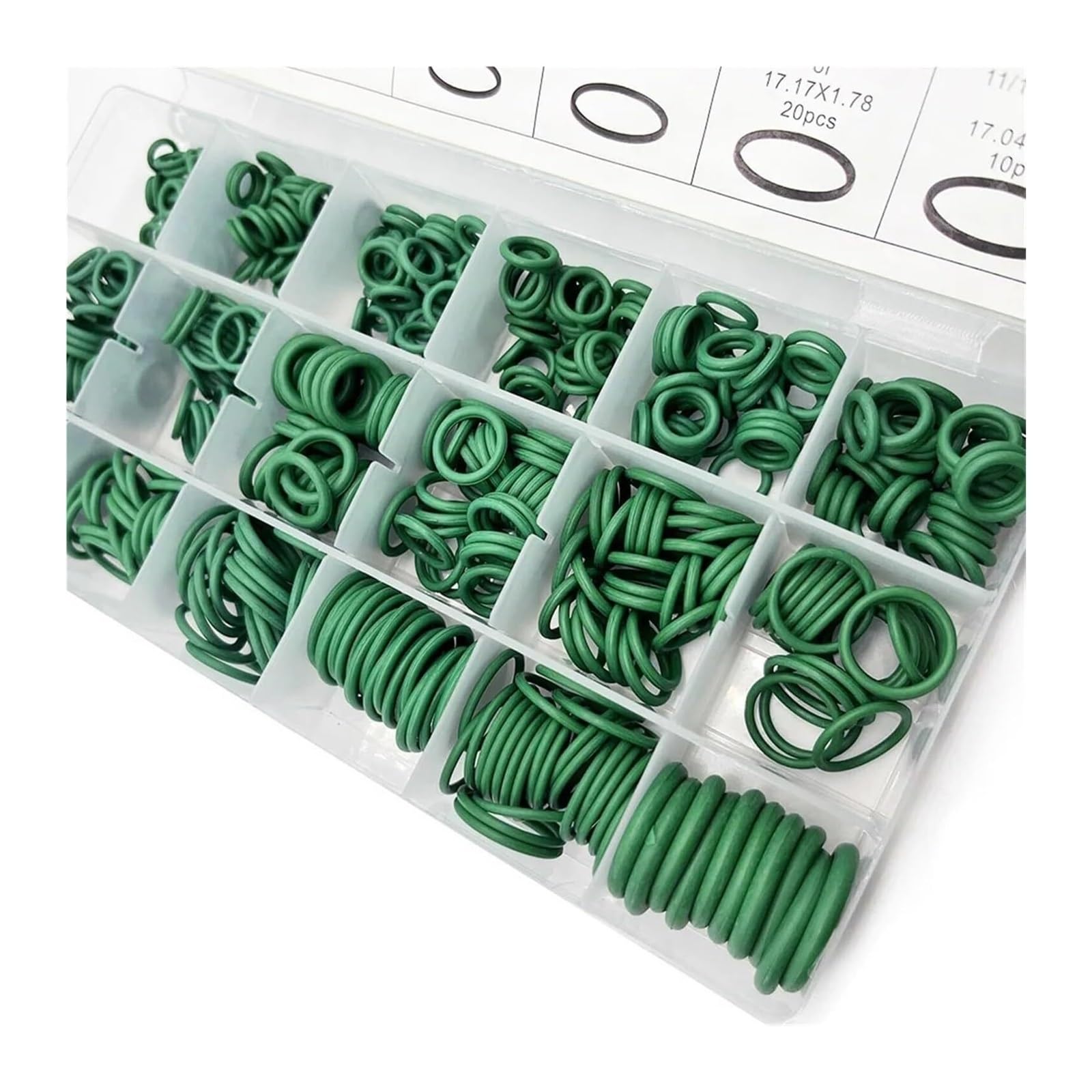 O-Ring-Sortiment-Set, Nitrilkautschuk, Hochdruck-O-Ringe, NBR-Dichtungsset for Sanitär-, Automobil- und Wasserhahnreparatur-O-Ringe(530pcs Green)