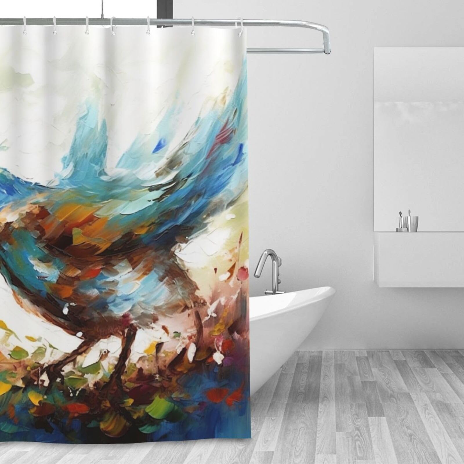 Rideau de douche oiseau moderne minimaliste tissu haut de gamme