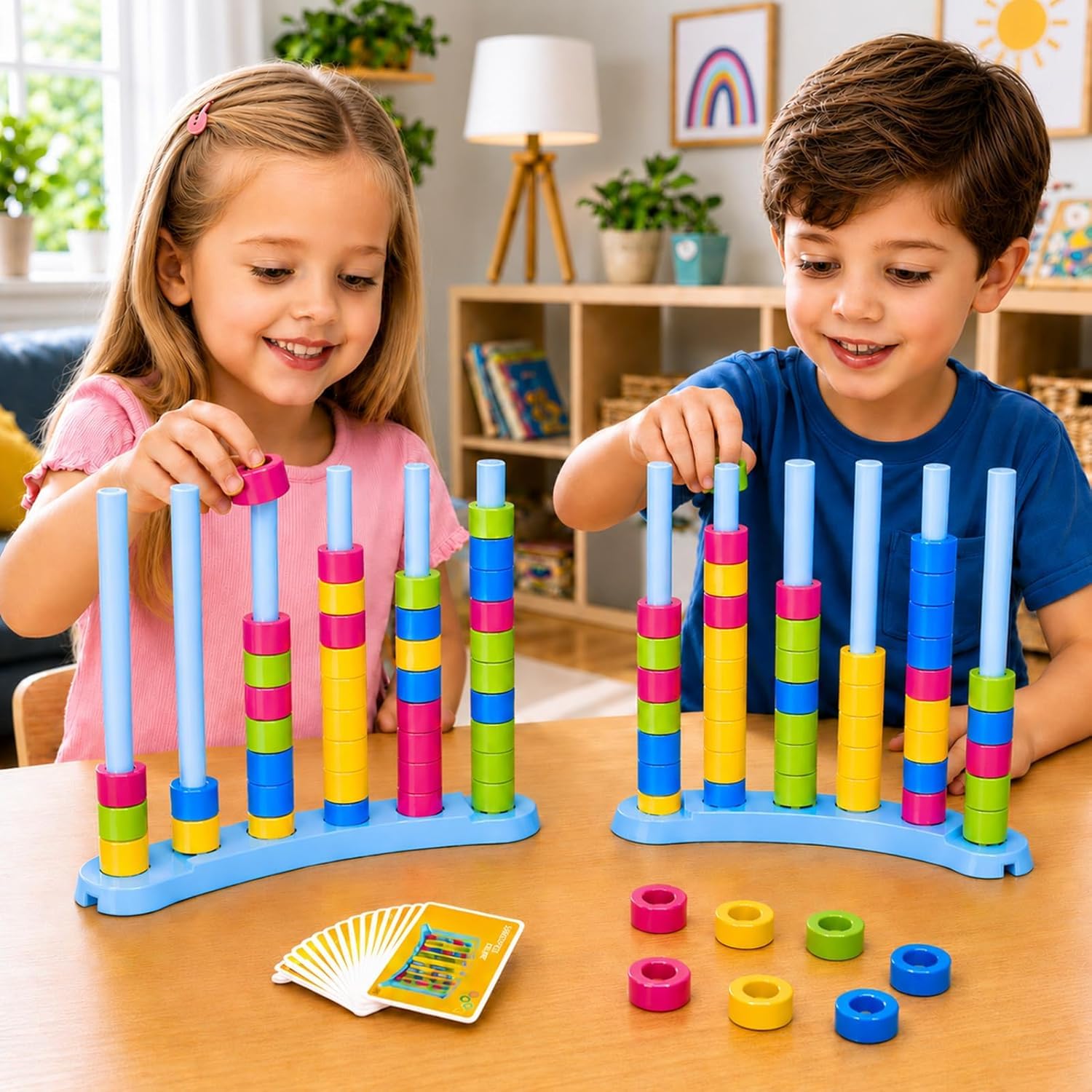 Jooyflares Colour Stack Challenge Game 2 Pack - Fast Colour Matching Stacking Puzzle Game for 2-4 Players, High-Energy Tabletop Speed Battle, Family Classroom Party Toy, for Kids & Adults