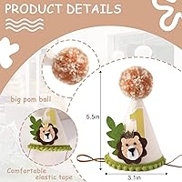 Vista 5 de Corona de primer cumpleaños con temática de león - Wild One Jungle Safari Decoración para niños
