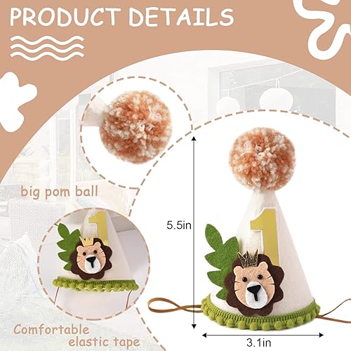 Miniatura 5 de Corona de primer cumpleaños con temática de león - Wild One Jungle Safari Decoración para niños