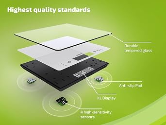 Soehnle Page Comfort 400 Digital Kitchen Scale, Large Scale for Baking Surface 22 x 22 cm, Easy Read Digits Large 20 mm High, Capacity 10 kg, Full Function Digital Scale Food