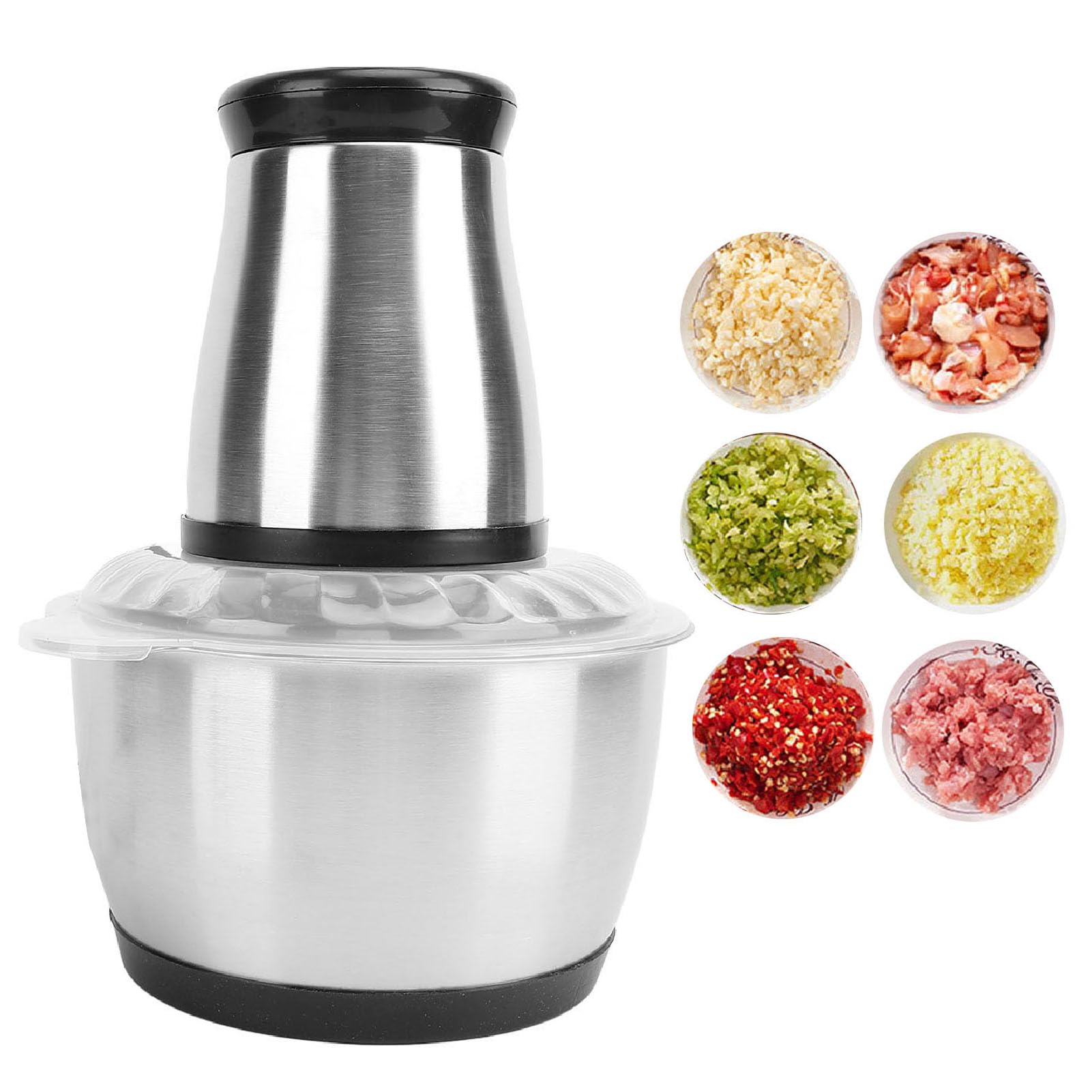 TOPINCN Picadora Eléctrica de Alimentos, Picadora de Verduras y Cebolla de Acero Inoxidable para el Hogar (Enchufe europeo 220V)