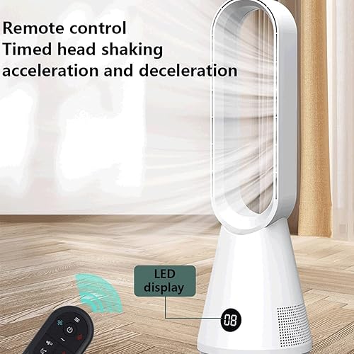 Miniatura 3 de Ventilador sin aspas con control remoto y purificador de aire, ventilador de torre oscilante de 80 con 8 velocidades, temporizador de 8 horas,