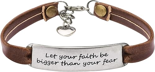 Yiyang - Pulsera de cuero con mensaje inspirador para mujeres, niñas y adolescentes, regalo cristiano para navidad, cumpleaños, bautismo y navidad