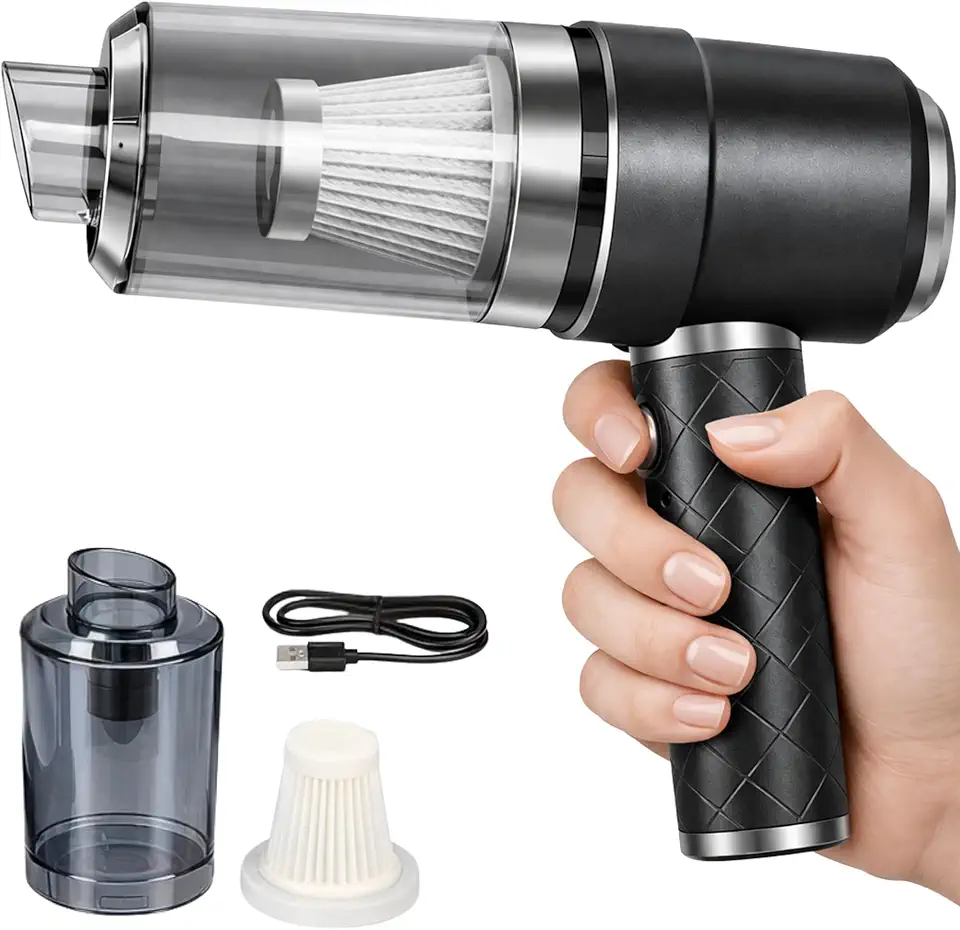 Aspirador Portátil Sem Fio 3 em 1 USB – Aspirador de Pó Manual Sucção Potente com Função Soprador, Filtro Lavável, Ideal para Carro, Casa, Escritório e Teclado – Linha PREMIUM