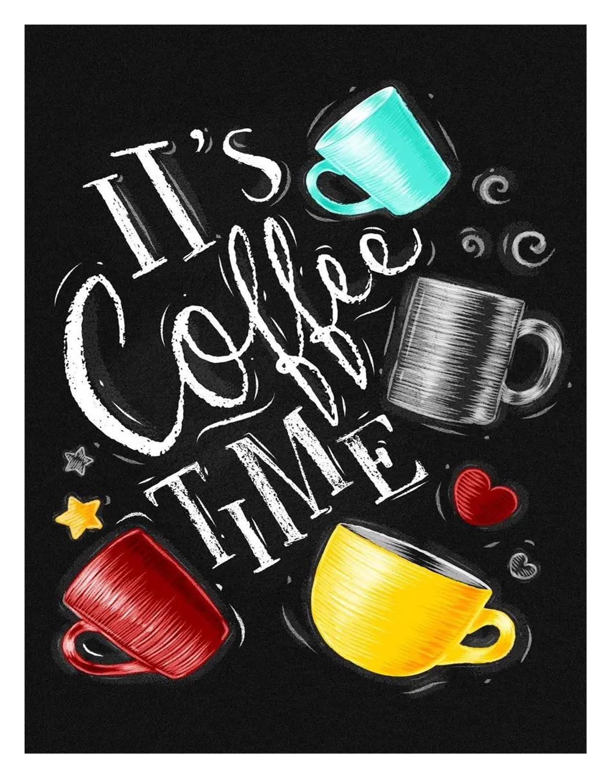 Art mural pour café et restaurant : tableau déco tasses à café impression toile 50x70cm