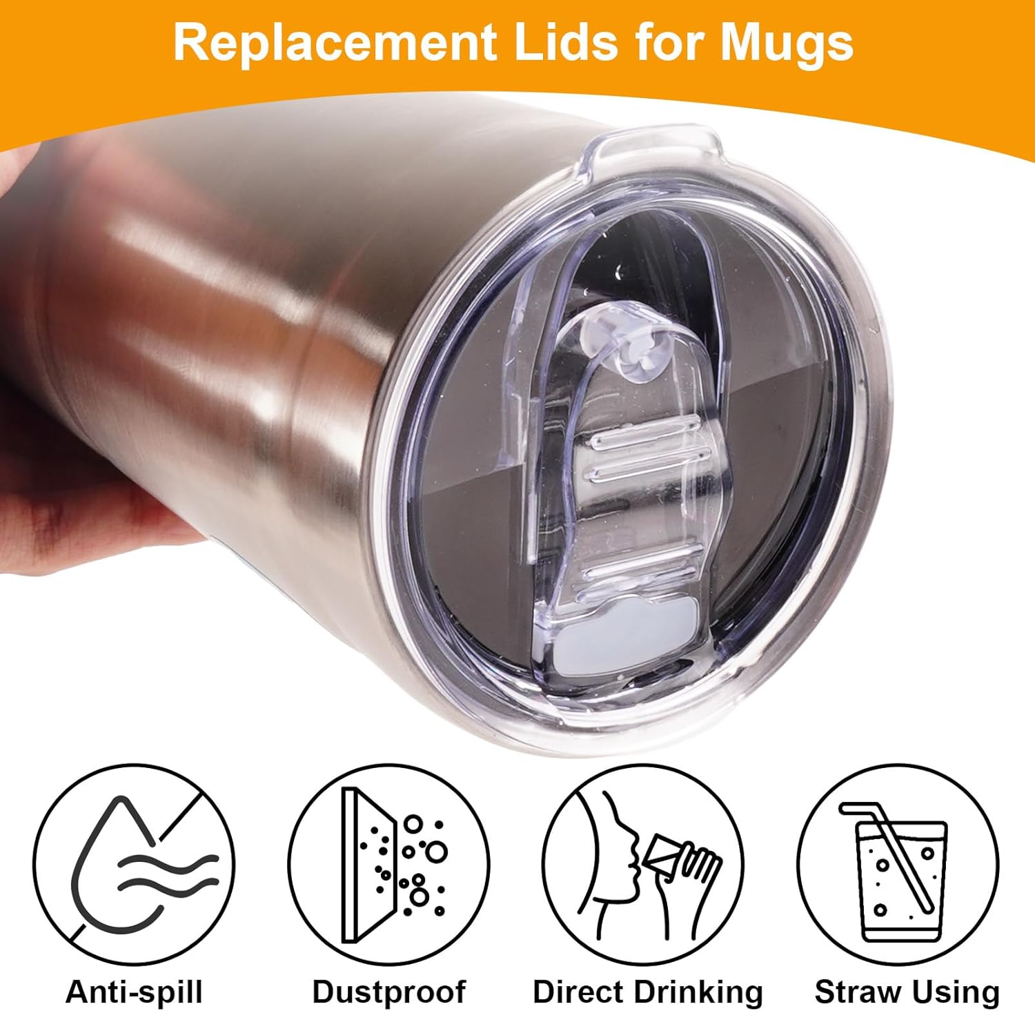 2Pack Replacement Lids Only Compatible with Bubba Envy S Tumbler, Waterproof and Dustproof Sliding Tumbler Cup (Cups Not Included) - Image 3