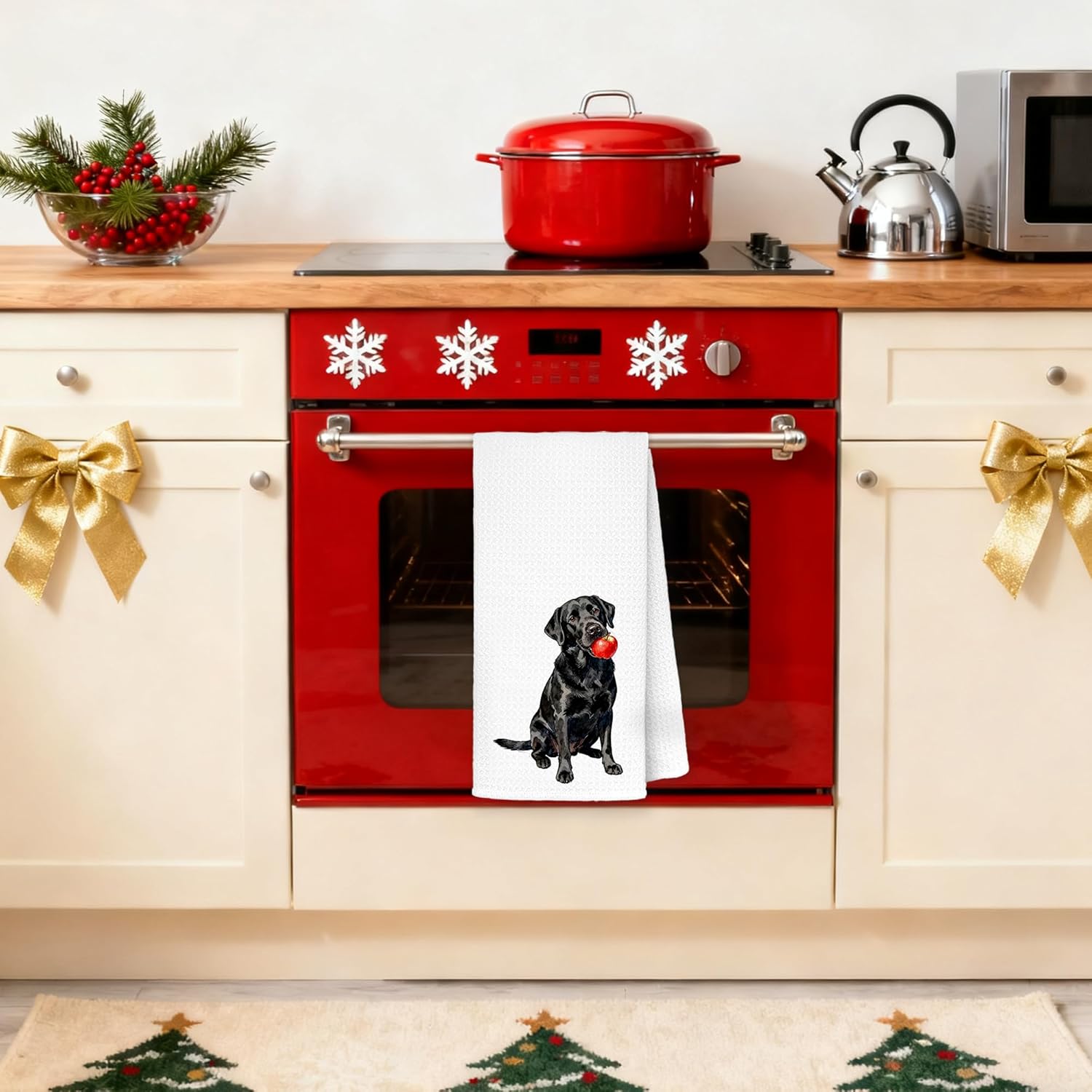 Black Labrador Retriever Kitchen Towels 16x24 in, Black Lab Gifts, Gifts for Labrador Dog Lovers, Funny Tomato Lab Decorative Hand Tea Dish Towels for Kitchen Dining Room - Image 2