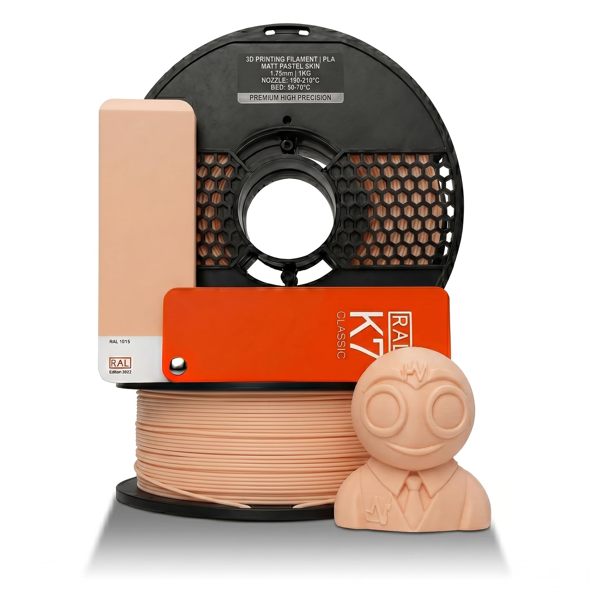 NFIL3D 1KG Net HS PLA+ Matte Pastel Skin - 3D Printer Filament | Filaments for 3D Printer| 1.75mm| Accuracy - +/- 0.015mm | 1000g 3D Filament, 250g Spool & 350g Packaging Weight (Total Weight 1.6KG)-picture-22
